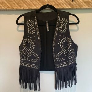 DESIGN LAB suede fringe vest
